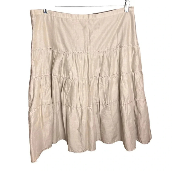 Talbots Womens Tan A Line beautiful beaded lines sparkle sophistication Sz 16 - Picture 2 of 13